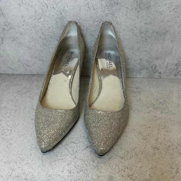 Michael Michael Kors Women's MK-Flex Kitten Pump Glitter Silver Women’s 8 - Picture 3 of 8